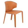 Hola orange leather armrest dining chairs